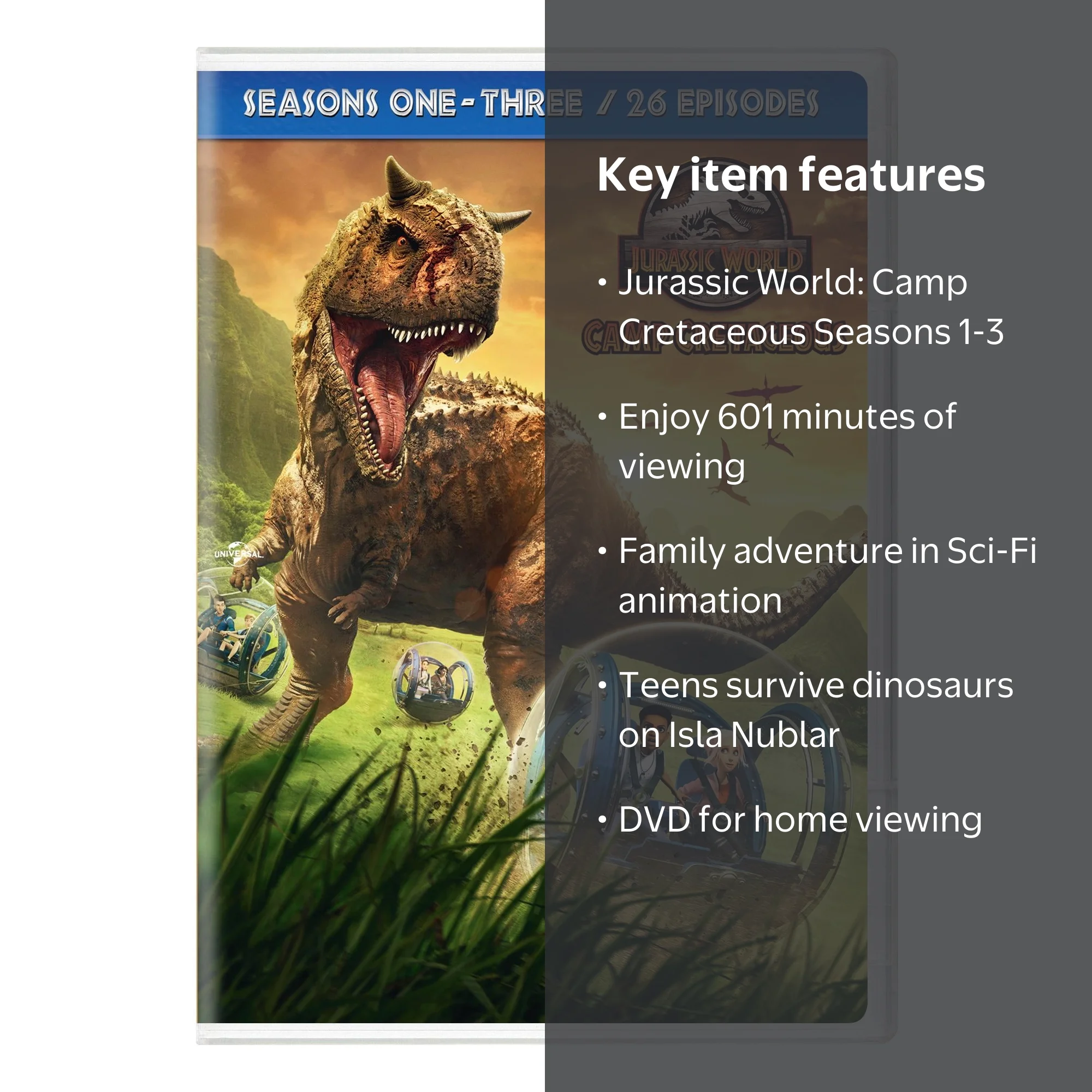 SDS, Jurassic World DVD, Camp Cretaceous Seasons 1-3, 601 mins
