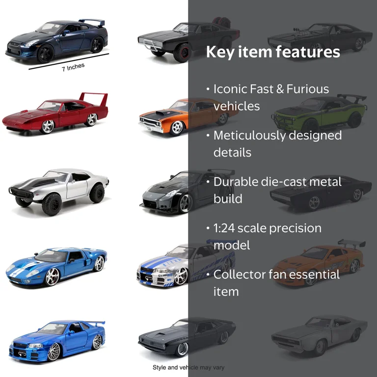 Fast & Furious 24/1ミニカー 4台セット　 ※クレシル Fast & Furious Assortment 1:24 Die-cast Cars Model Vehicles(Styles