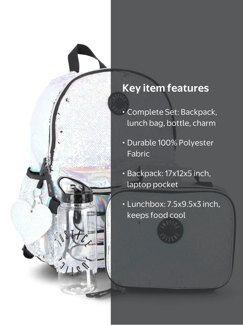 big justice leather backpack League Batman Superman Medium  Backpack LA it can stand the test of daily travel this generation and the next Justice Girls 17" Iridescent Sequined