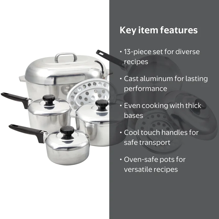 IMUSA 13pc H. Cajun Cast Aluminum Cookware Set, Silver - Walmart.com