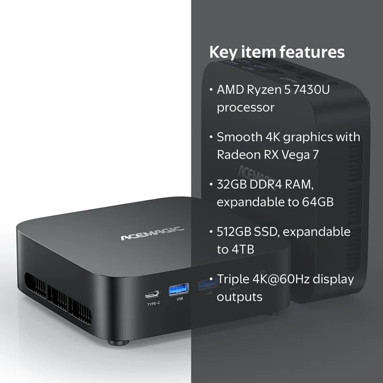 ミニPC NiPoGi AMD Ryzen 5 7430U M.2 SSD 512GB NIPOGI Mini PC Ryzen 5 7430U 32GB RAM 512GB SSD Windows 11 Pro