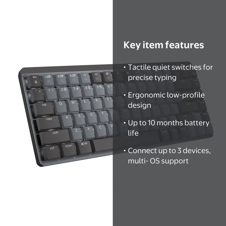 Logitech MX Mechanical Mini Wireless Keyboard, Backlit, Bluetooth