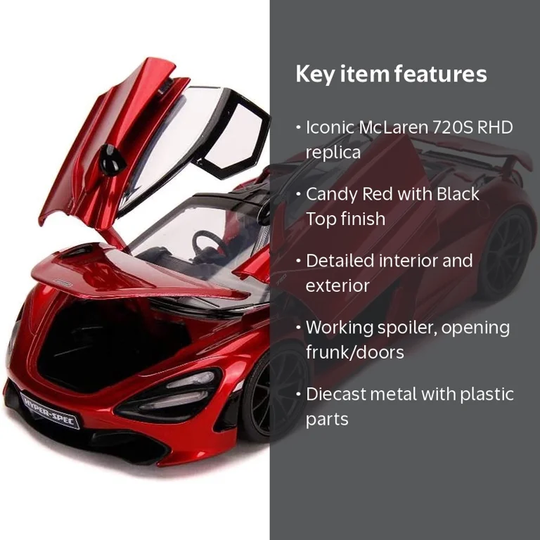 Jada Toys McLaren 720S RHD Candy Red 1/24 Scale Hyper-Spec Series Jada Toys McLaren 720S RHD Candy Red 1/24 Scale Hyper-Spec Series