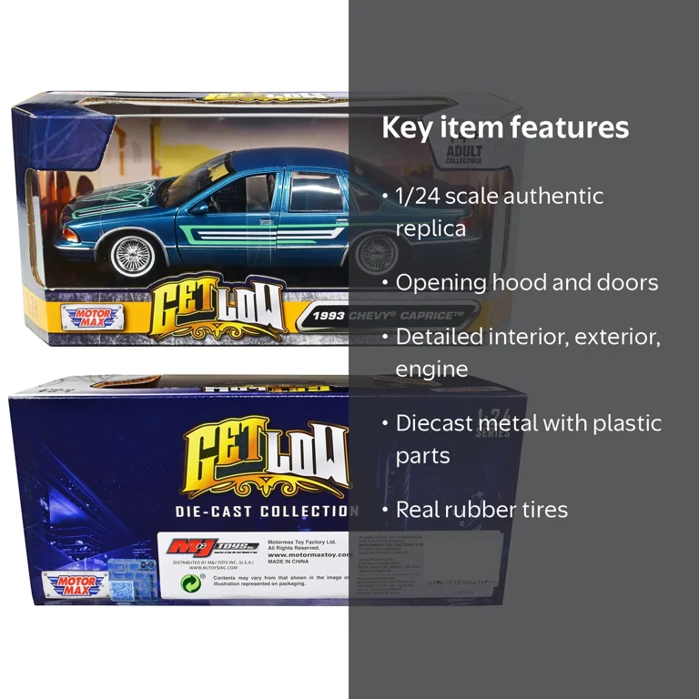 MOTORMAX 1/24 Diecast 1993 Chevrolet Caprice Lowrider Model Car