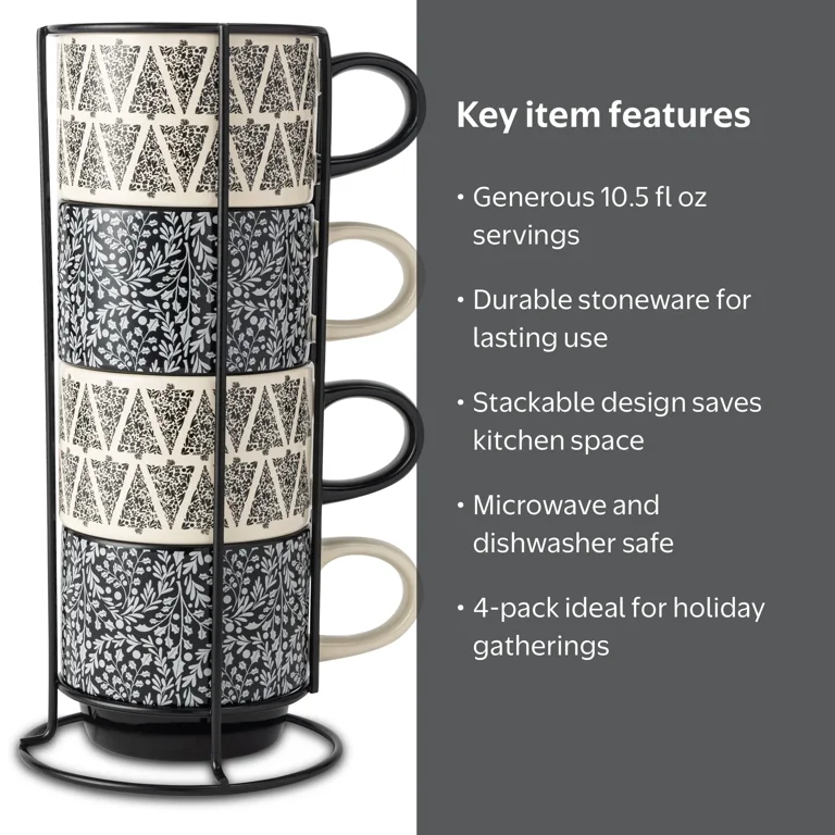 Thyme & Table 10.5 fl oz Assorted Holiday Tree Print Ceramic