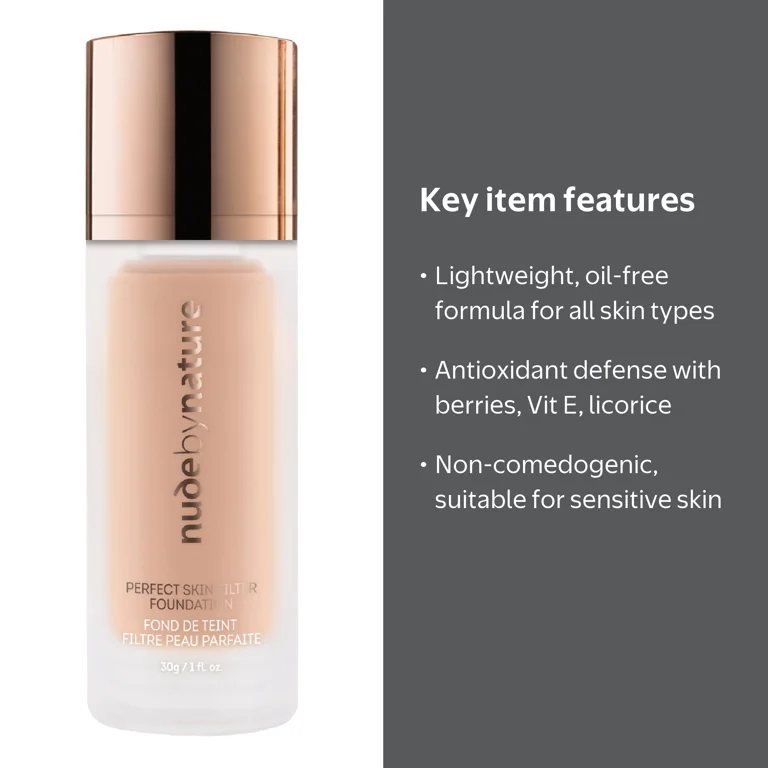 Nude by Nature Perfect Skin Filter Foundation, N4 Silky Beige, 1oz