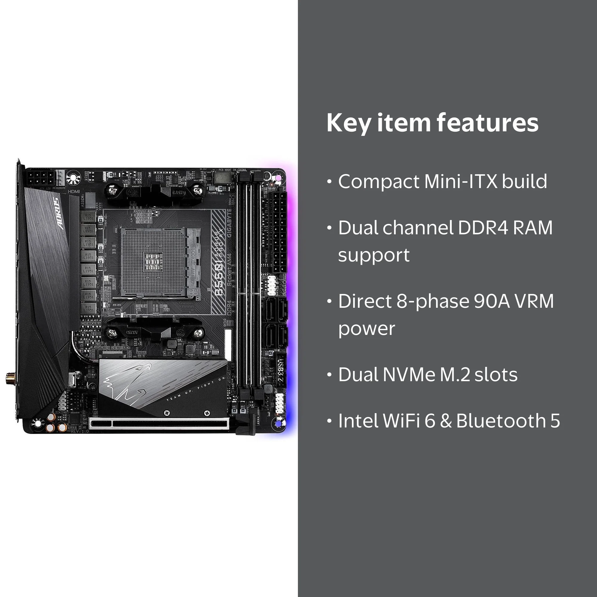 GIGABYTE B550I AORUS PRO AX AM4 Mini-ITX Motherboard, Dual M.2