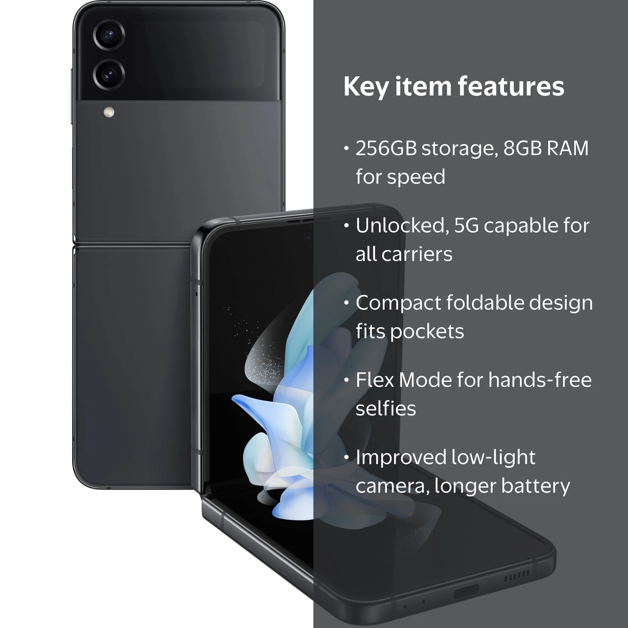SAMSUNG Galaxy Z Flip 4, 256GB, Unlocked Android Smartphone, Flex