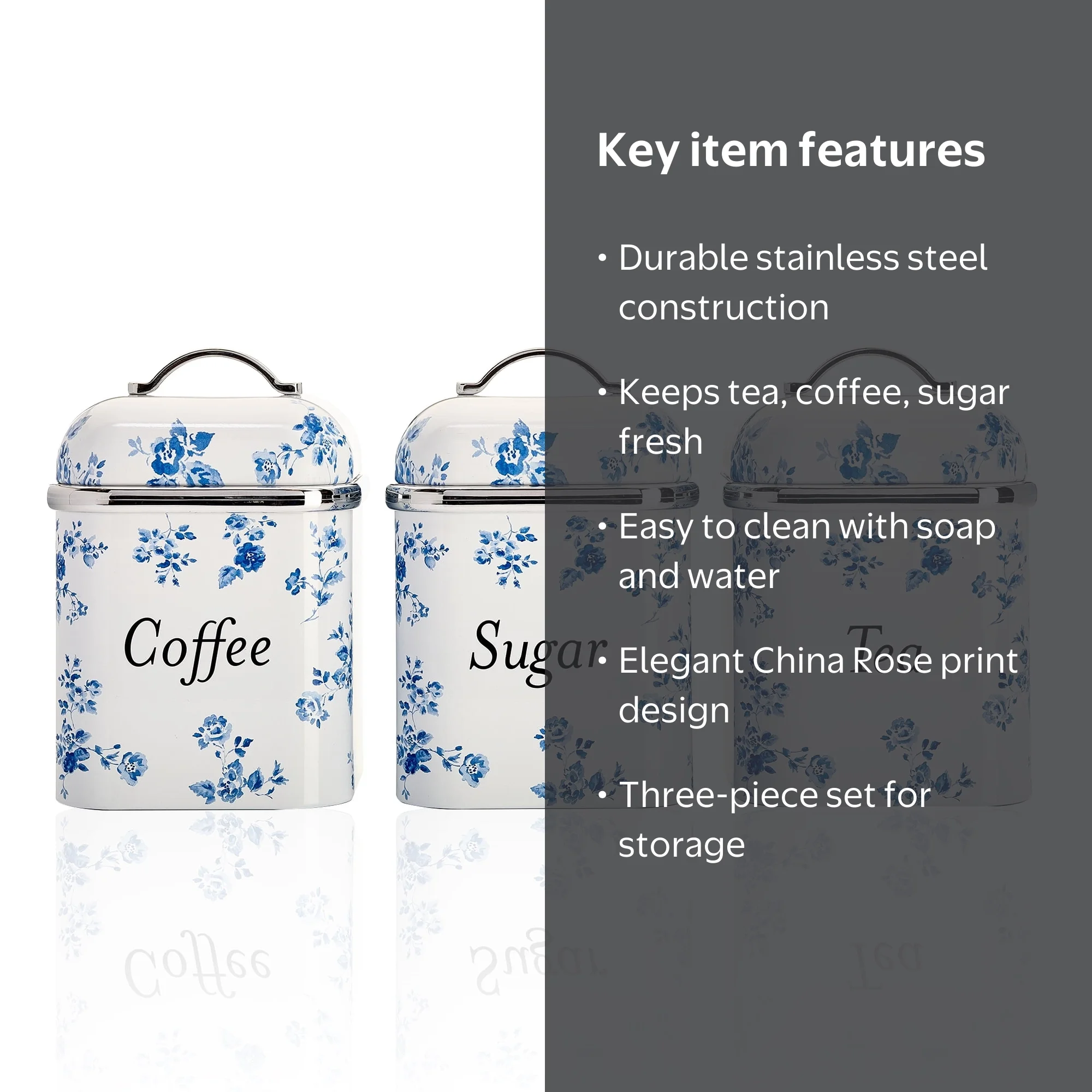 VQ - Laura Ashley 3pc Canister Set - China Rose - Walmart.com