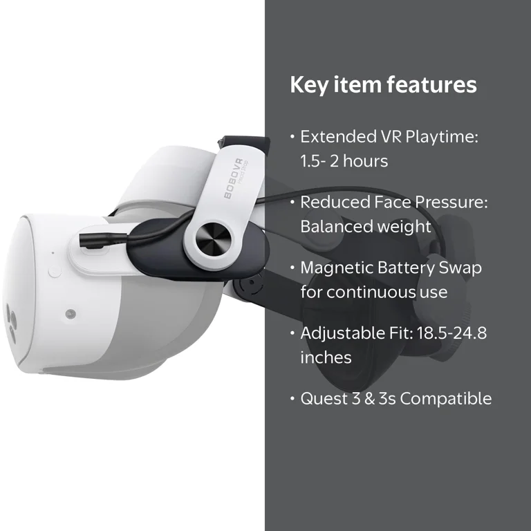 BOBOVR M3 Pro Battery Head Strap for Meta Quest 3 + more - Walmart.com