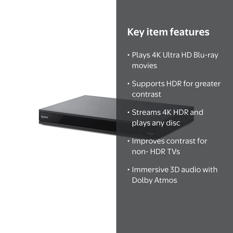 Sony 4K UHD Blu-ray Player with Wi-Fi, HDR Compatibility & HDMI