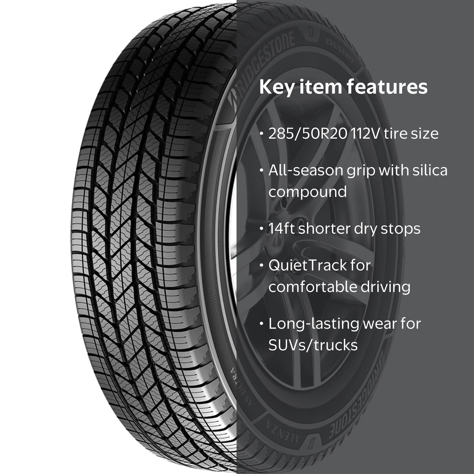 Bridgestone, Alenza A S Ultra All Season Tire, 285/50R20 112V