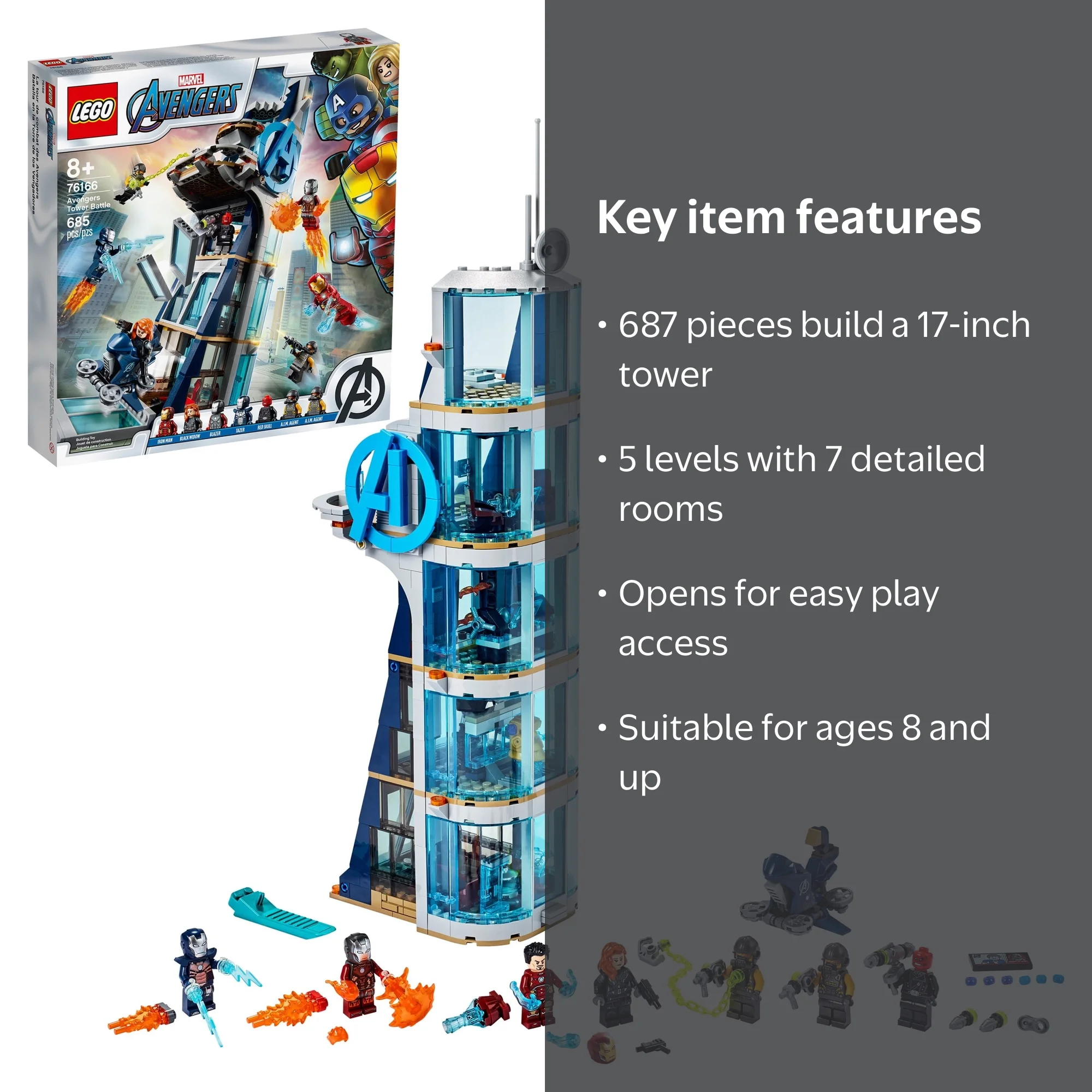 LEGO, Marvel Avengers Tower Battle, 76166, 687 Pieces - Walmart.com