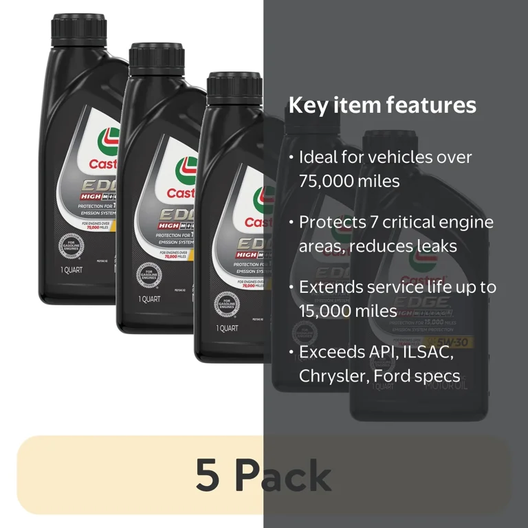 Castrol EDGE High Mileage 5W-30 Advanced Full Synthetic Motor Oil