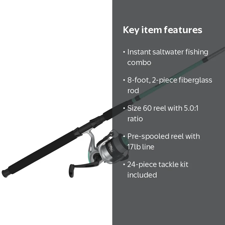 Zebco Ready Tackle Surf/Pier Spinning Combo, 8-Foot, 2-Piece
