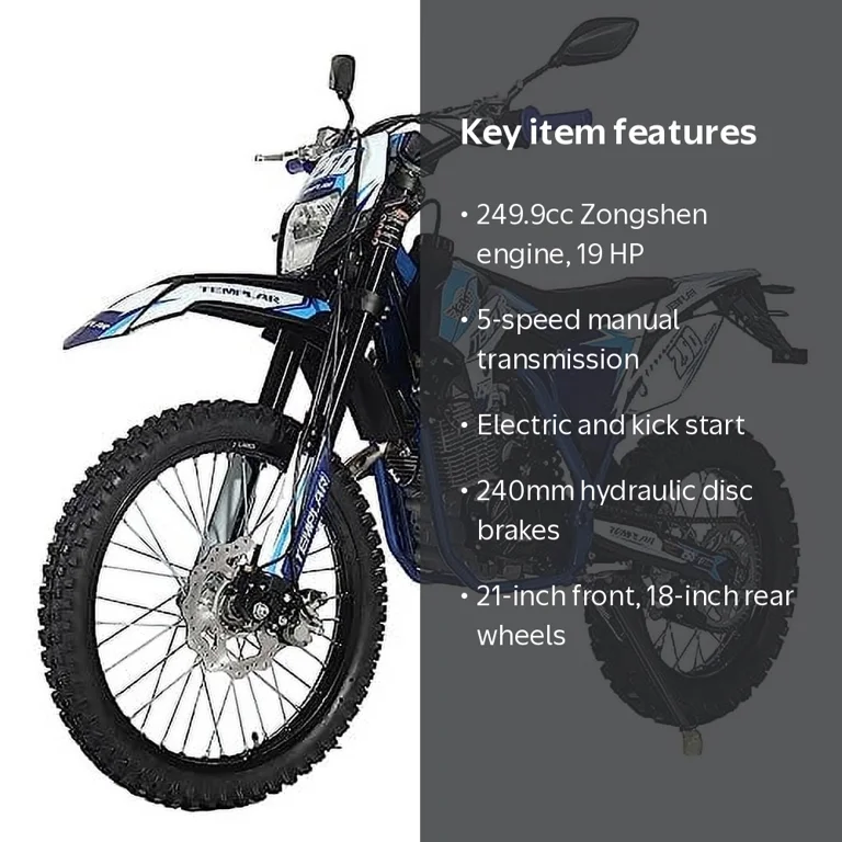 X-Pro Templar 250cc Gas Dirt Bike for Adults, Teens, Youth, Kick/E