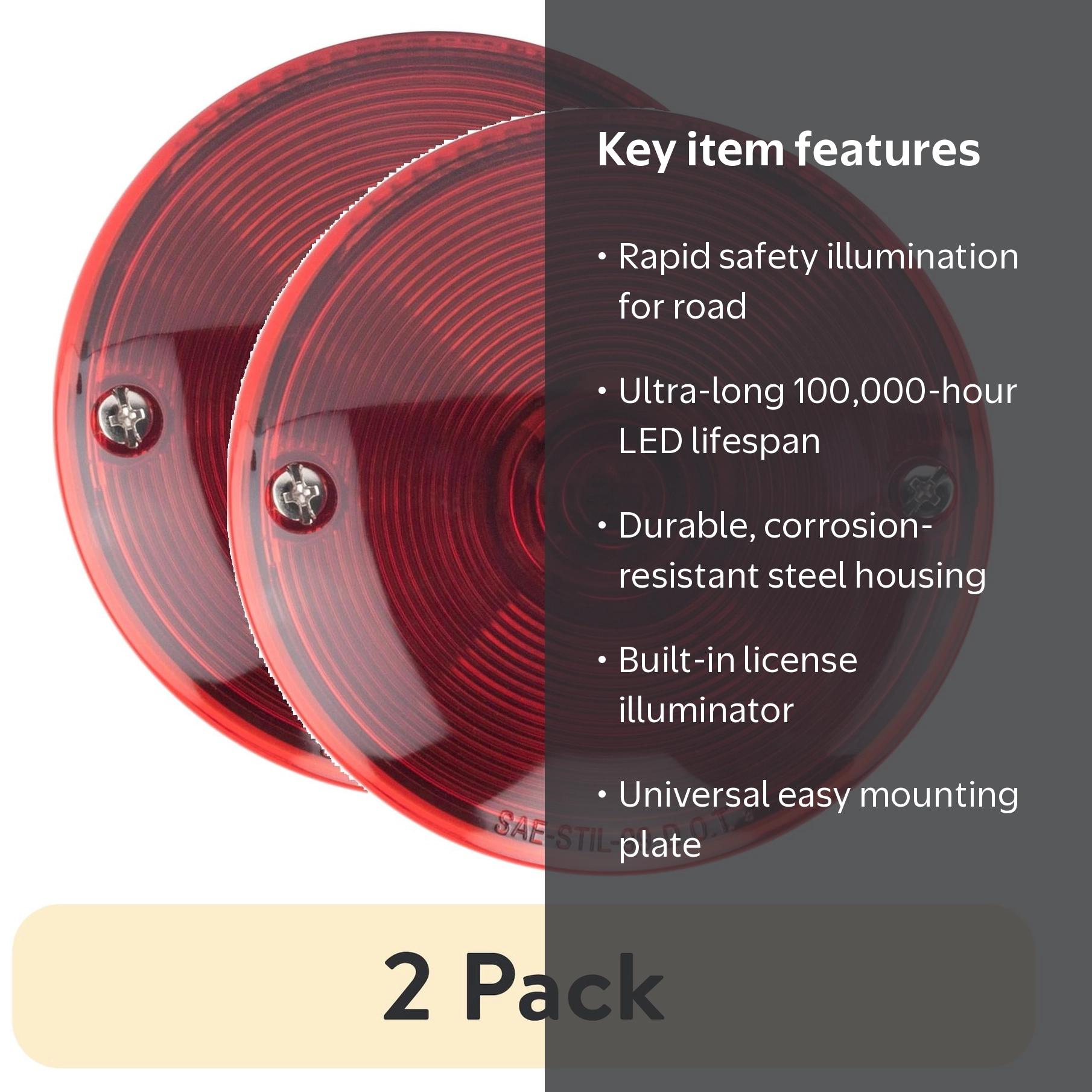 2 pack) Hopkins Towing Solutions LED Round Stop, Tail, Turn Light