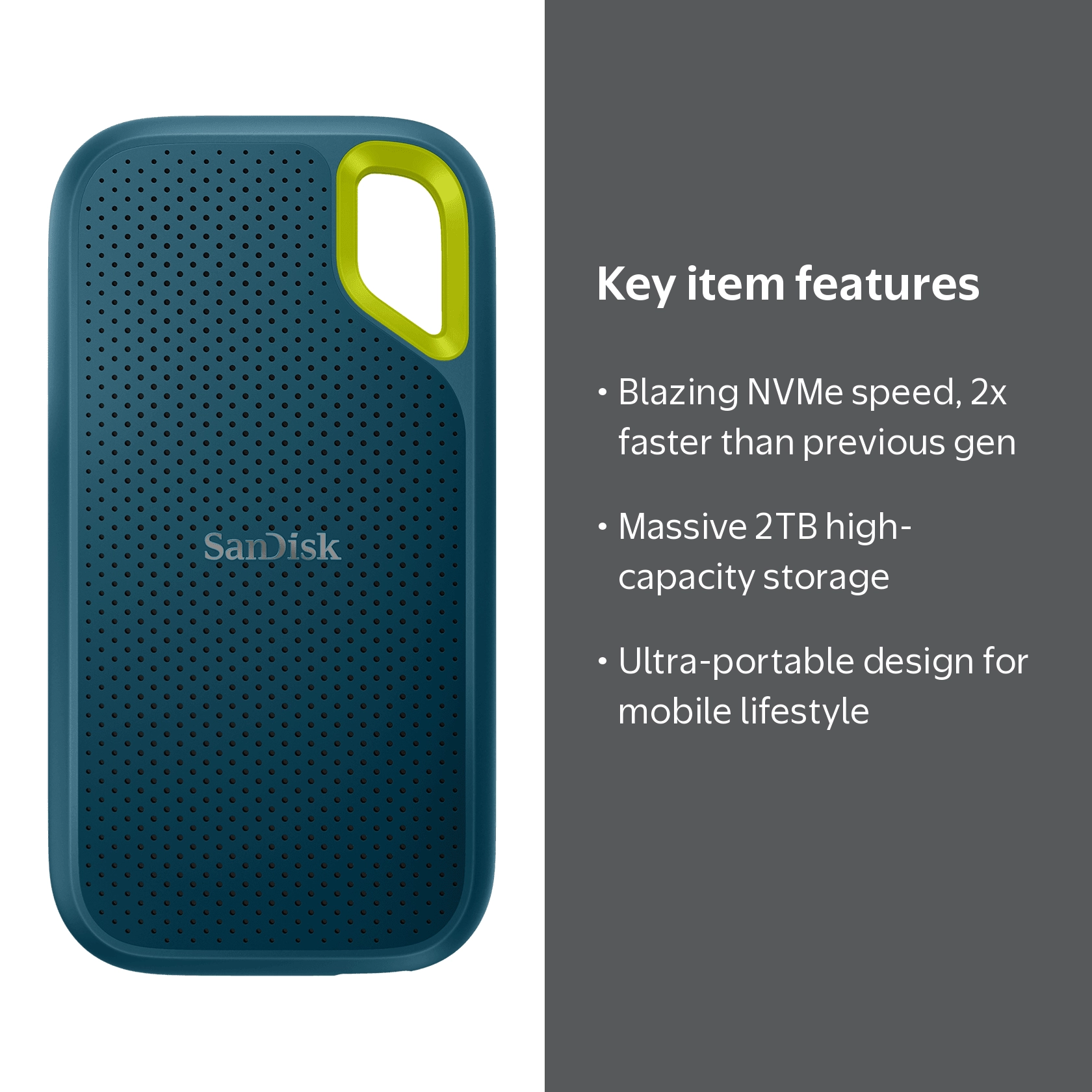 SanDisk 2TB Extreme Portable SSD, External Solid State Drive