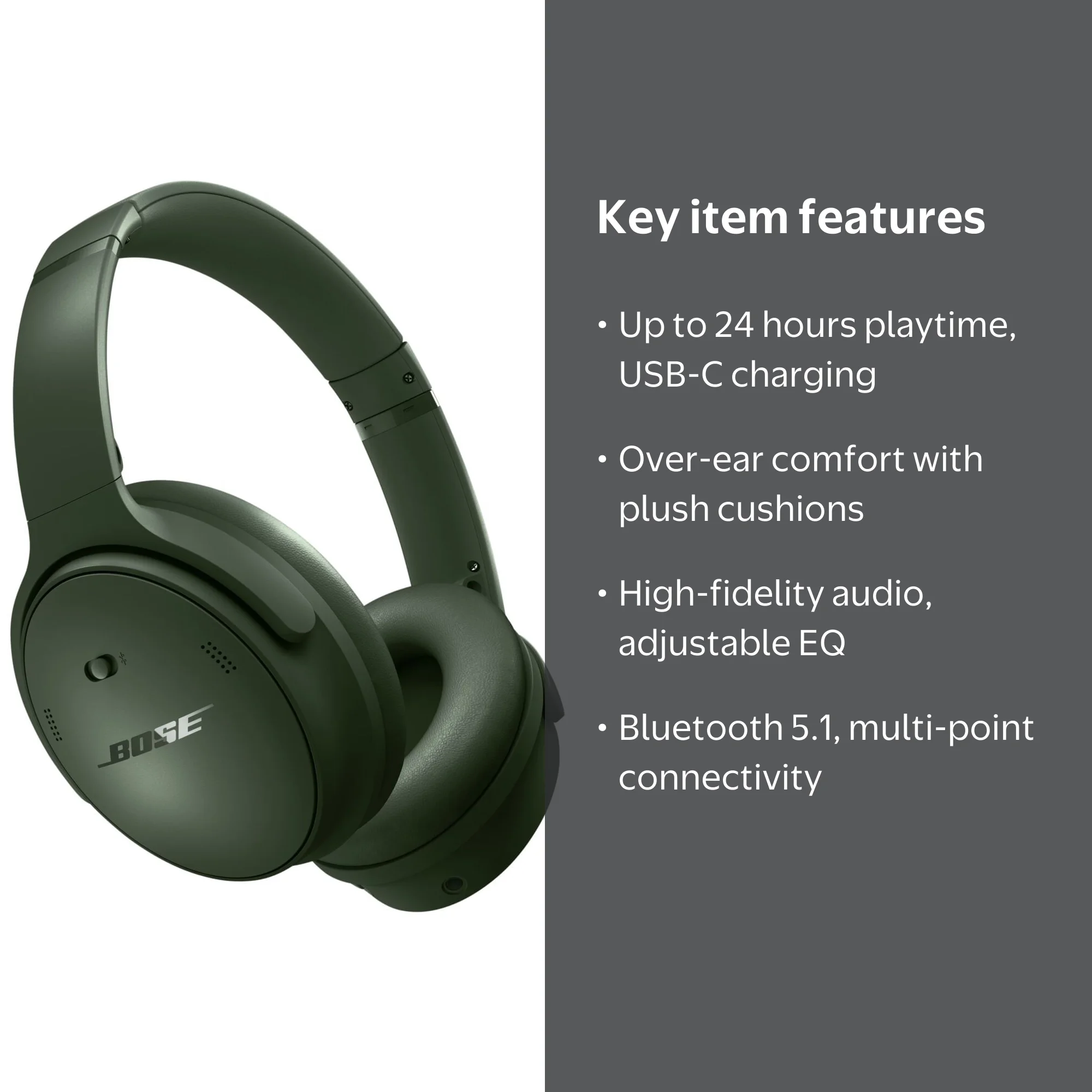 Bose QuietComfort Headphones, Bluetooth Over Ear Noise Cancelling