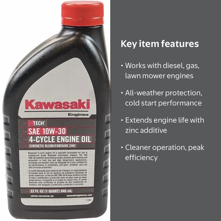 Kawasaki 99969-6081 K-Tech SAE 10W-30 4-Cycle Engine Oil, 32 oz