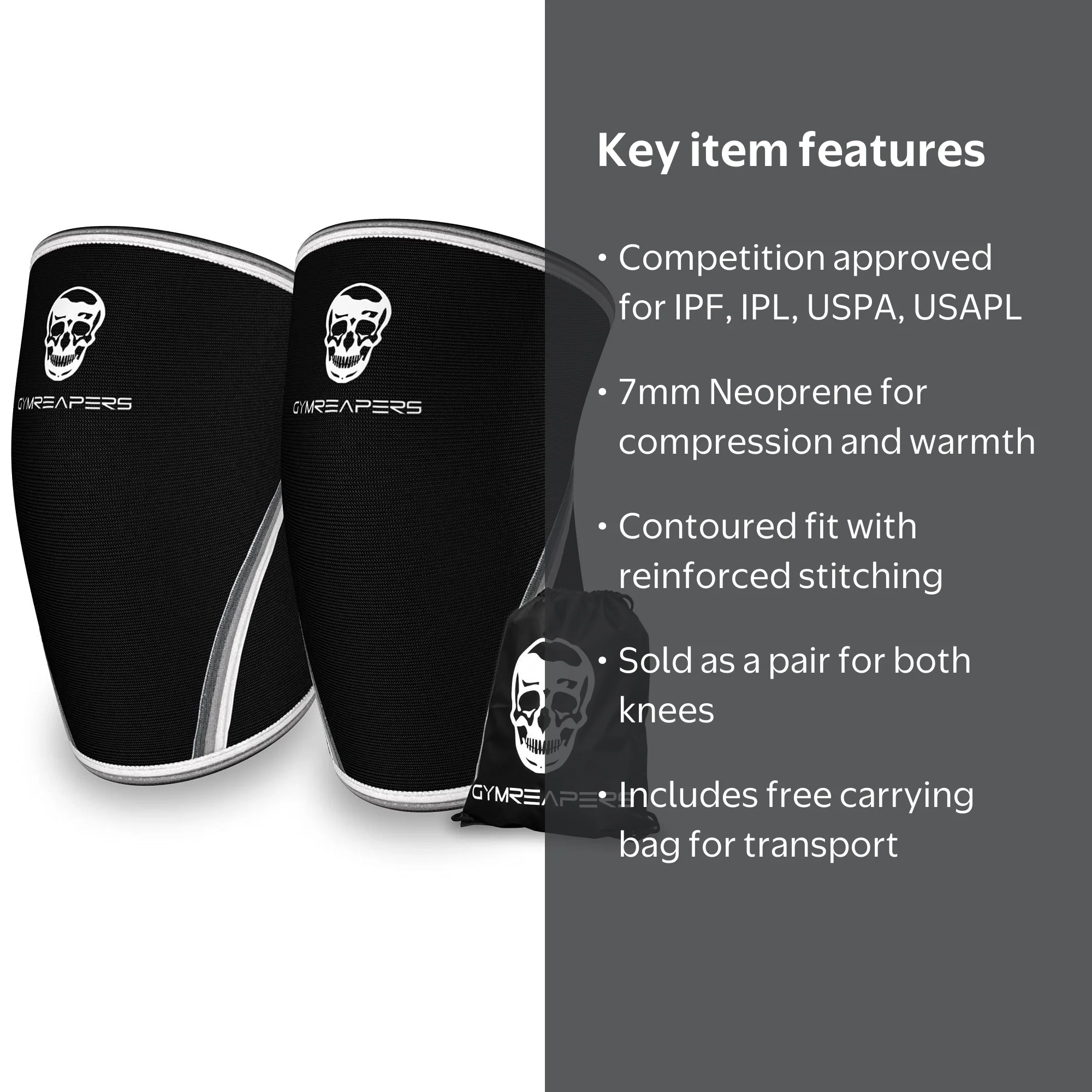 Gymreapers, Knee Sleeves, 7MM Pair, Compression Brace for Squats
