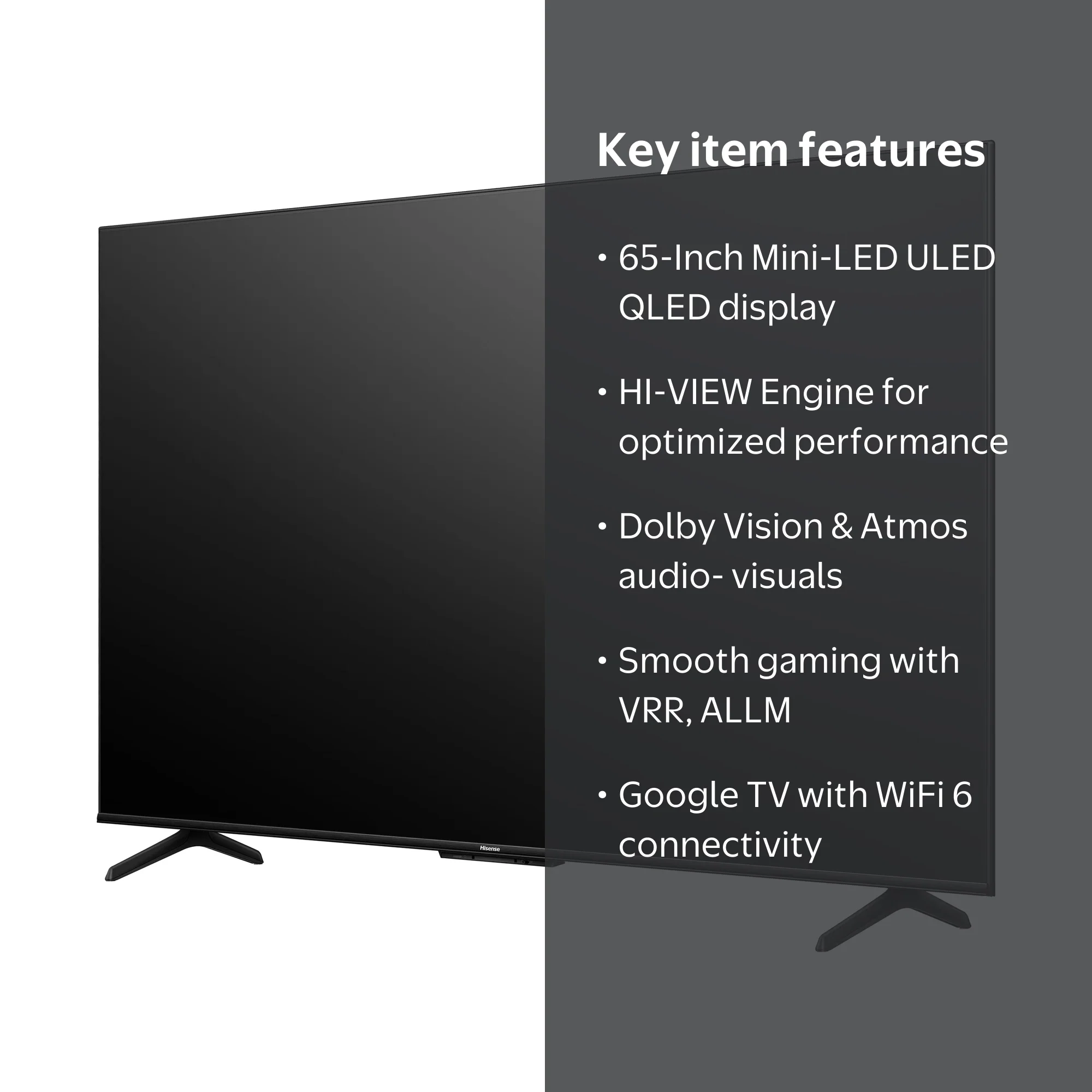 Hisense 65-Inch Class U6 Series Mini-LED ULED 4K UHD Google Smart