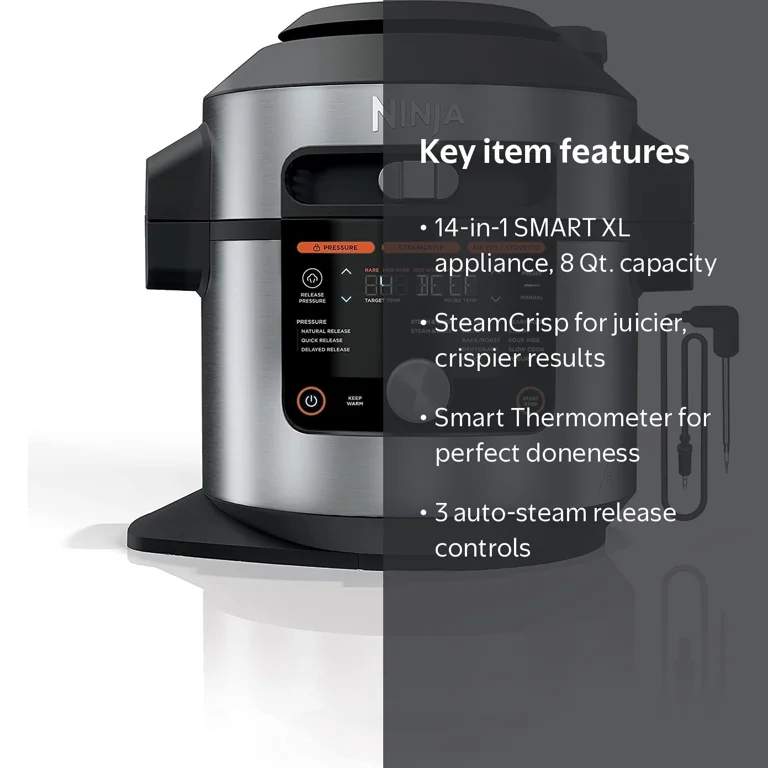 Ninja Foodi 14-in-1 SMART XL 8 Qt. Pressure Cooker, Steam Fryer