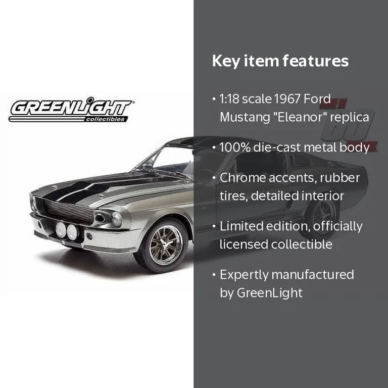 GreenLight Collectibles 1:18 Diecast 1967 Ford Mustang Eleanor