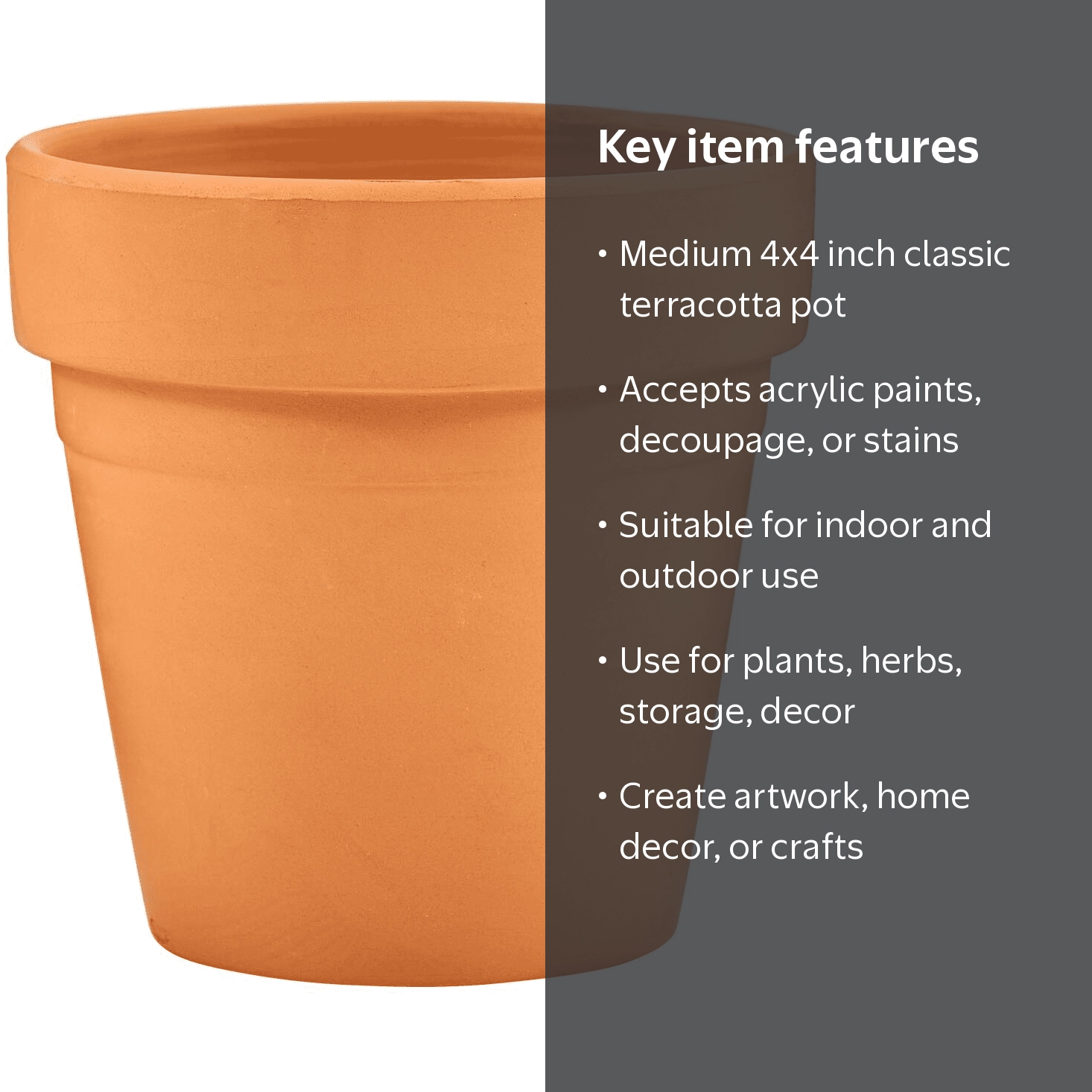 Hello Hobby Medium Terracotta Pot, Red, 4