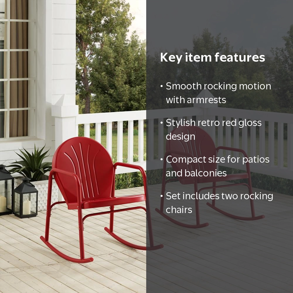 Crosley, Outdoor Rocking Chair Set, Bright Red Gloss, 2pc