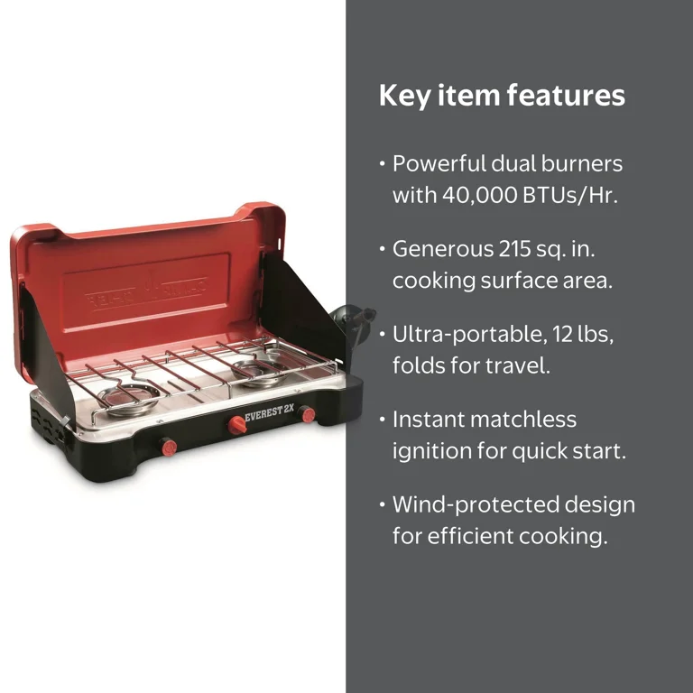 Camp Chef, Stove Burner Outdoor Propane, Everest 2 Burner 40,000