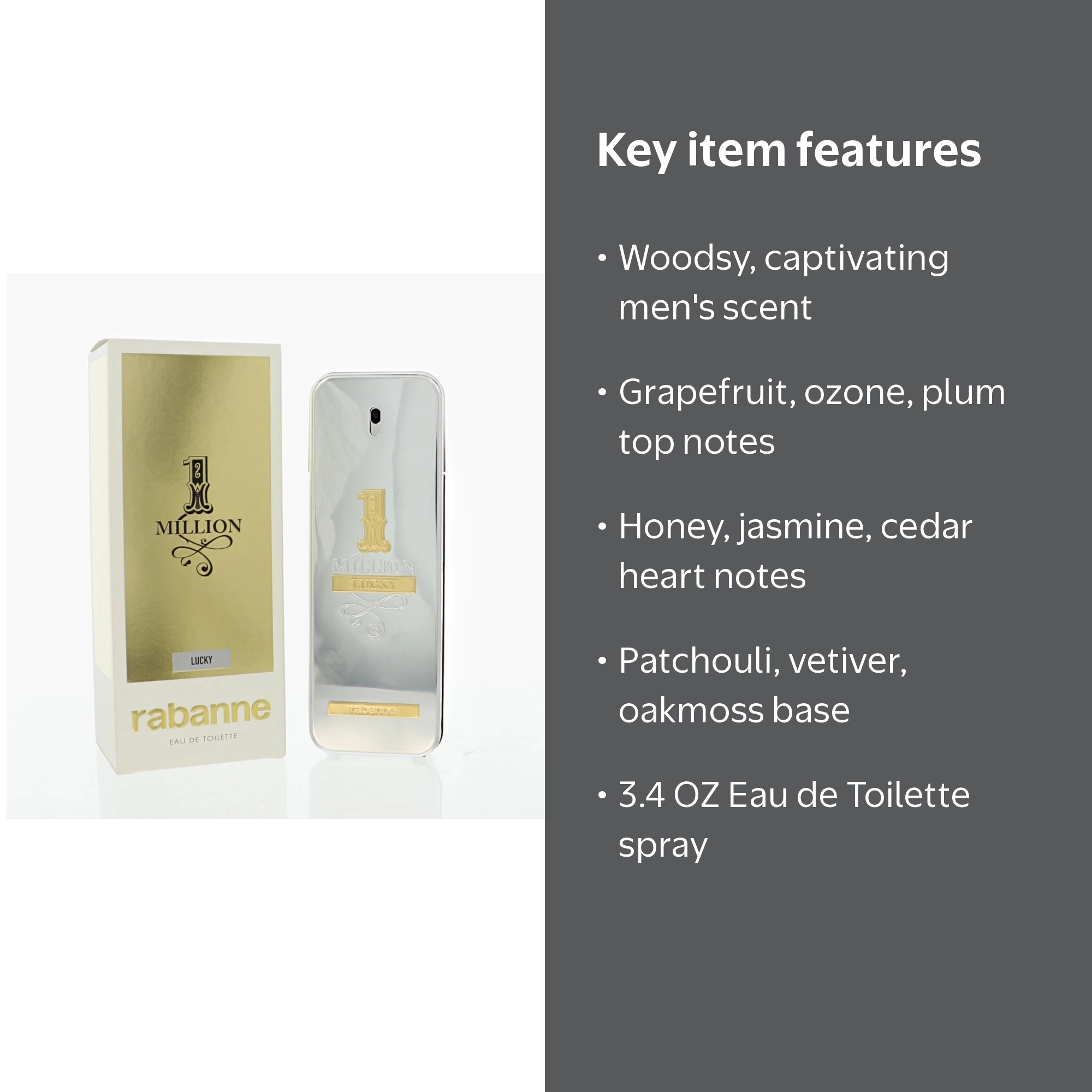 Paco Rabanne 1 Million Lucky Men's Night Perfume, 3.4 Oz Eau De