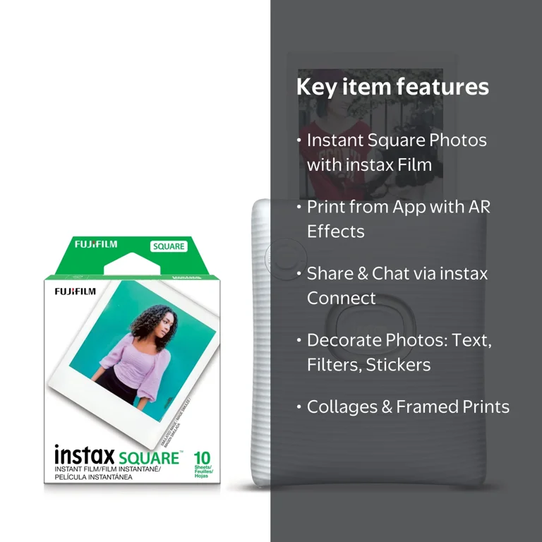 Fujifilm Instax Square Link Printer, Portable Bluetooth Square