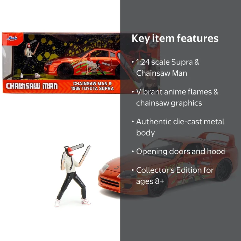 Chainsaw Man - Anime HWR 1995 Toyota Supra – 1:24 Diecast Car by