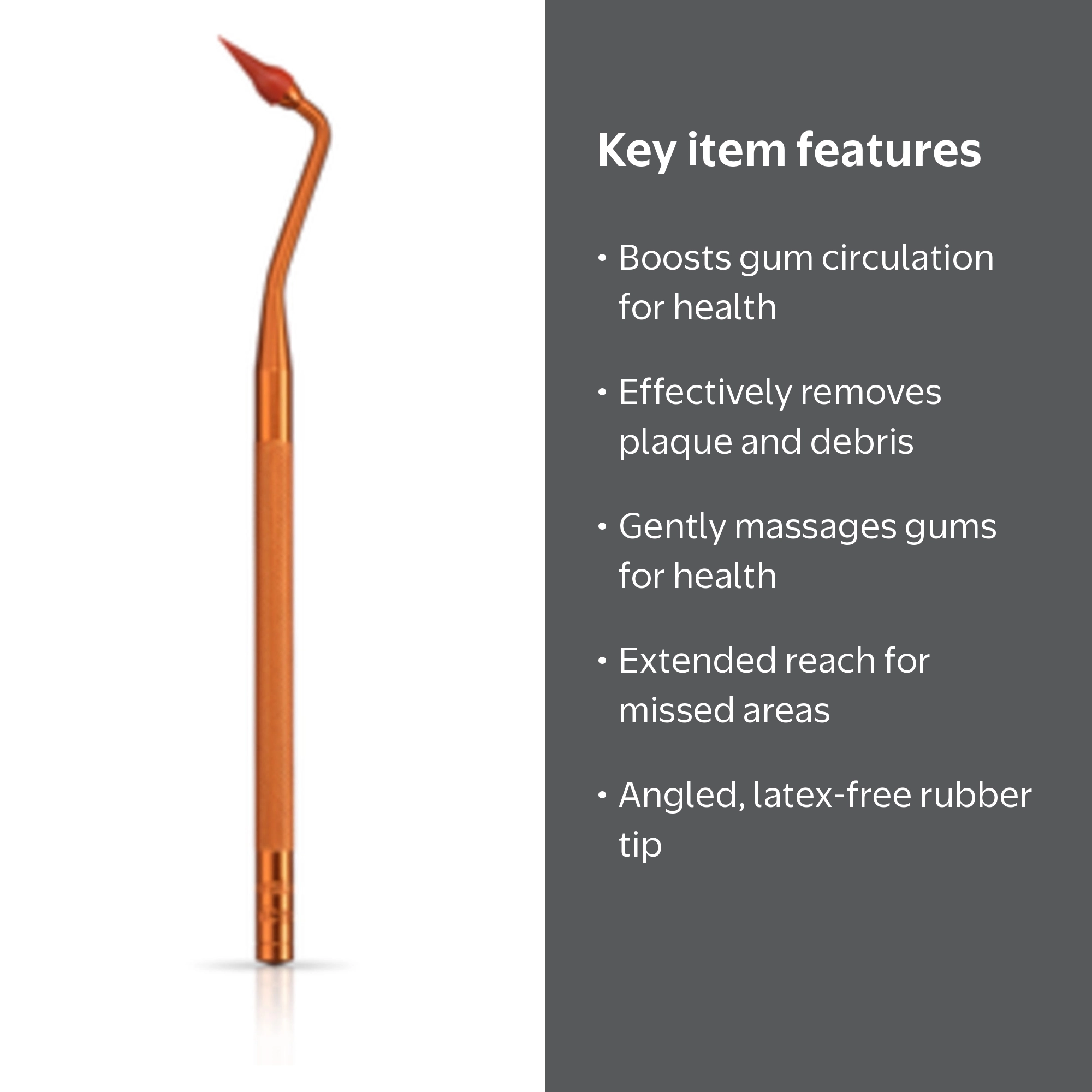 GUM Stimulator Permanent Handle, Long Handled Gum Massager, Rubber