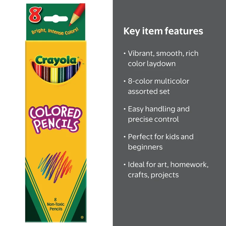 即購入やめてくださいColleen 737 色鉛筆 8箱セット Crayola Pre-Sharpened Colored Pencils, Assorted Colors, 8 Count
