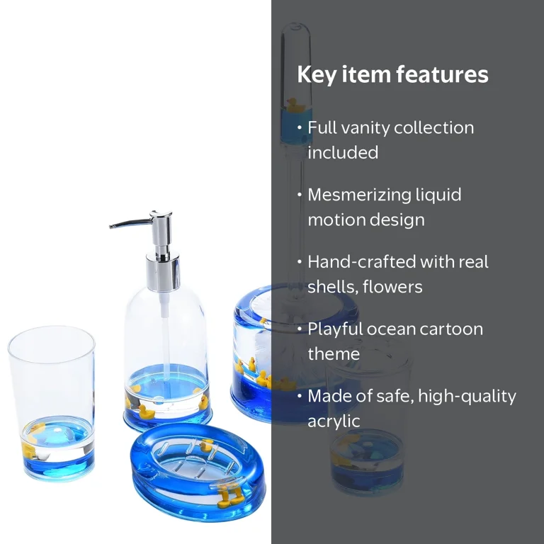 Locco Decor 5 Piece Acrylic Liquid Floating Ocean Animal Theme