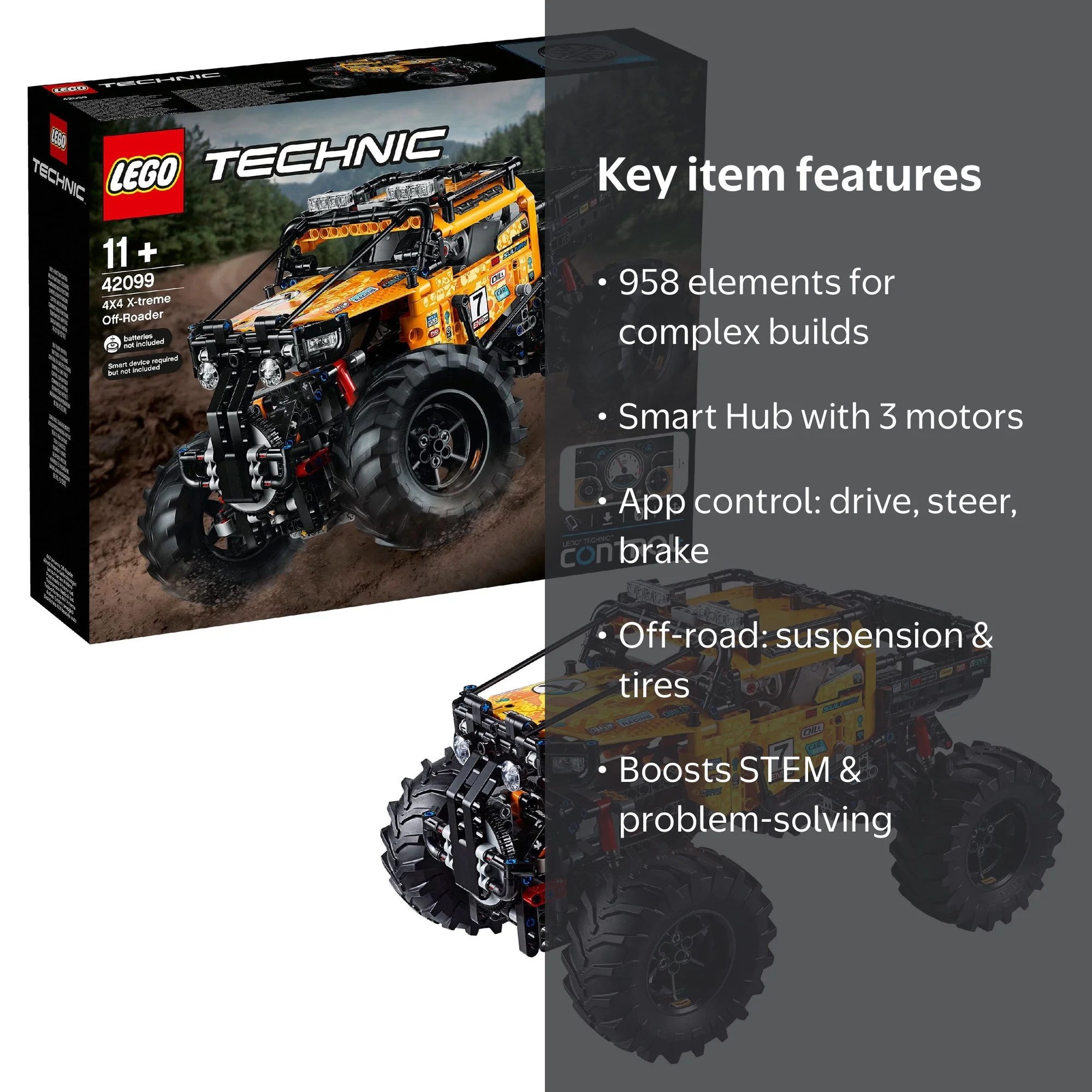 LEGO Technic 4X4 Off-Roader 42099, App Controlled, STEM Toy Truck 