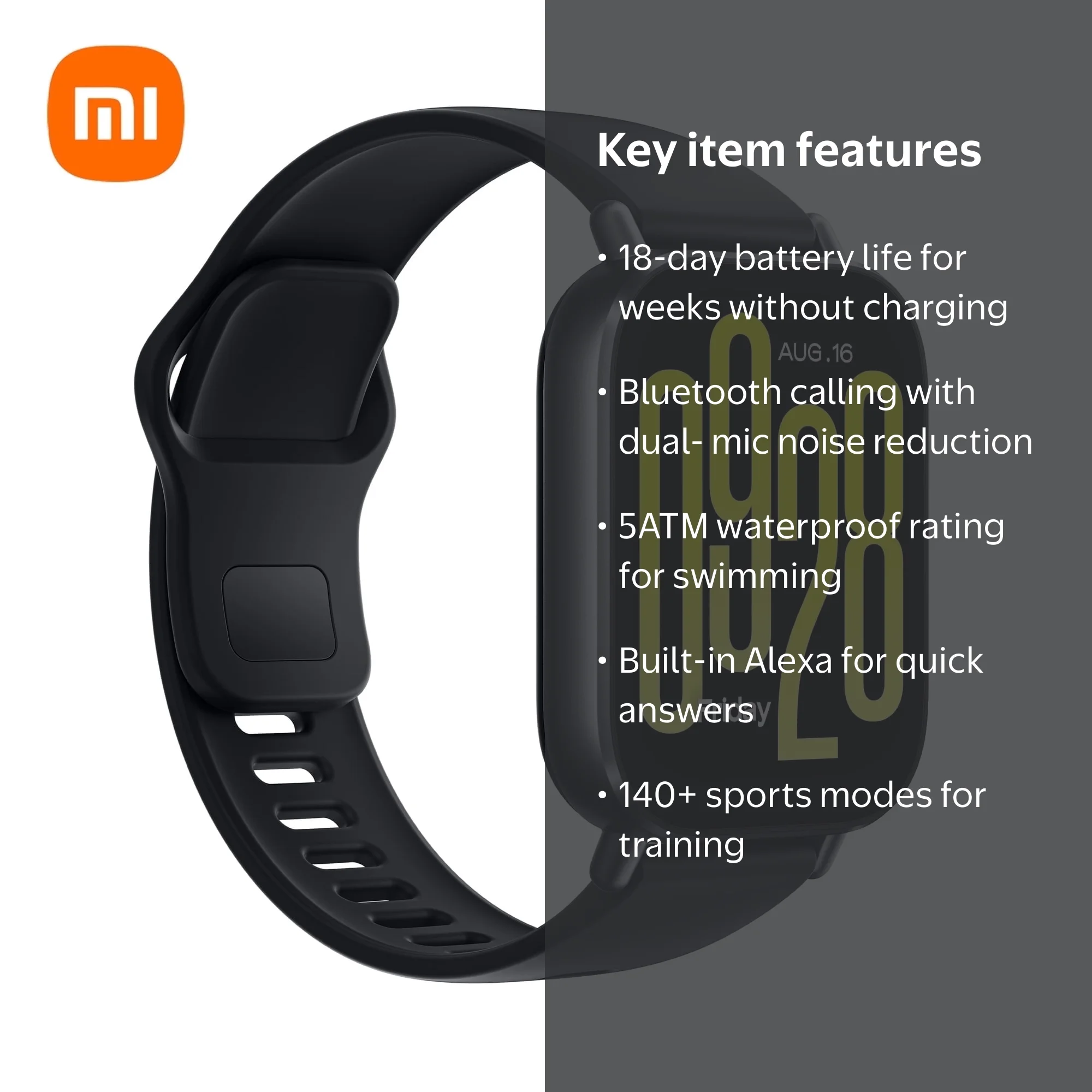Xiaomi Redmi Watch 5 Active Midnight Black, 2-Inch Display, 18-Day