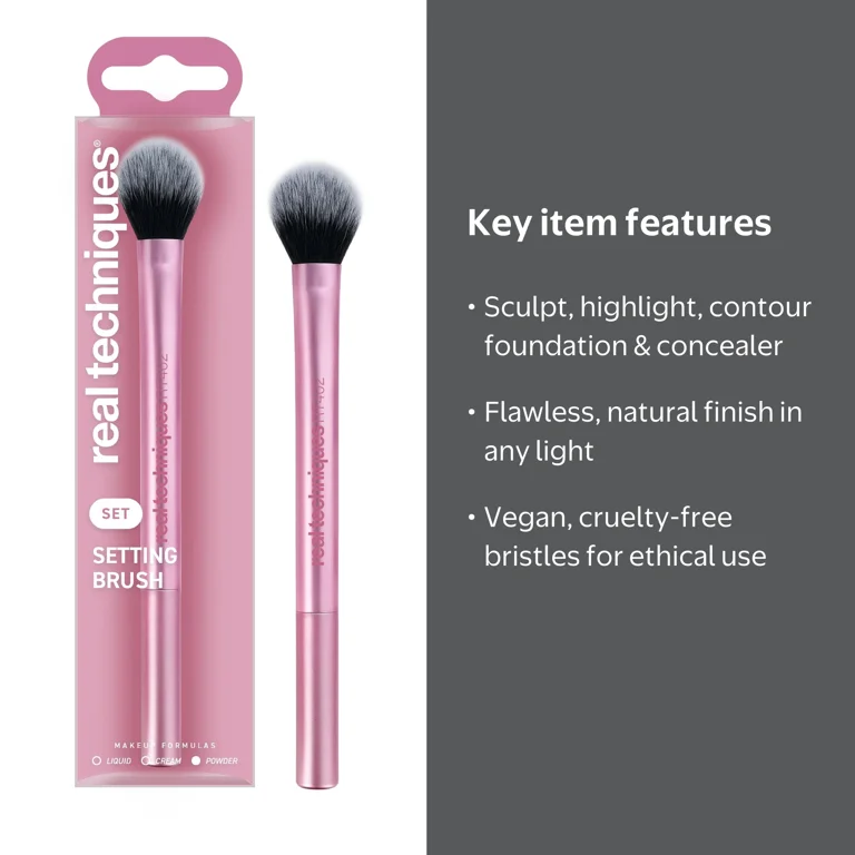 Real Techniques Setting & Highlighting Cheek Makeup Brush, 1ct