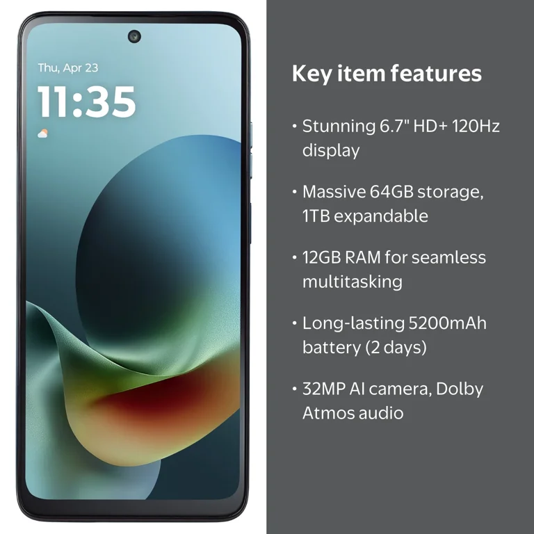 Straight Talk Motorola Moto G Play 2026, 5G, 64GB, Teal - Prepaid