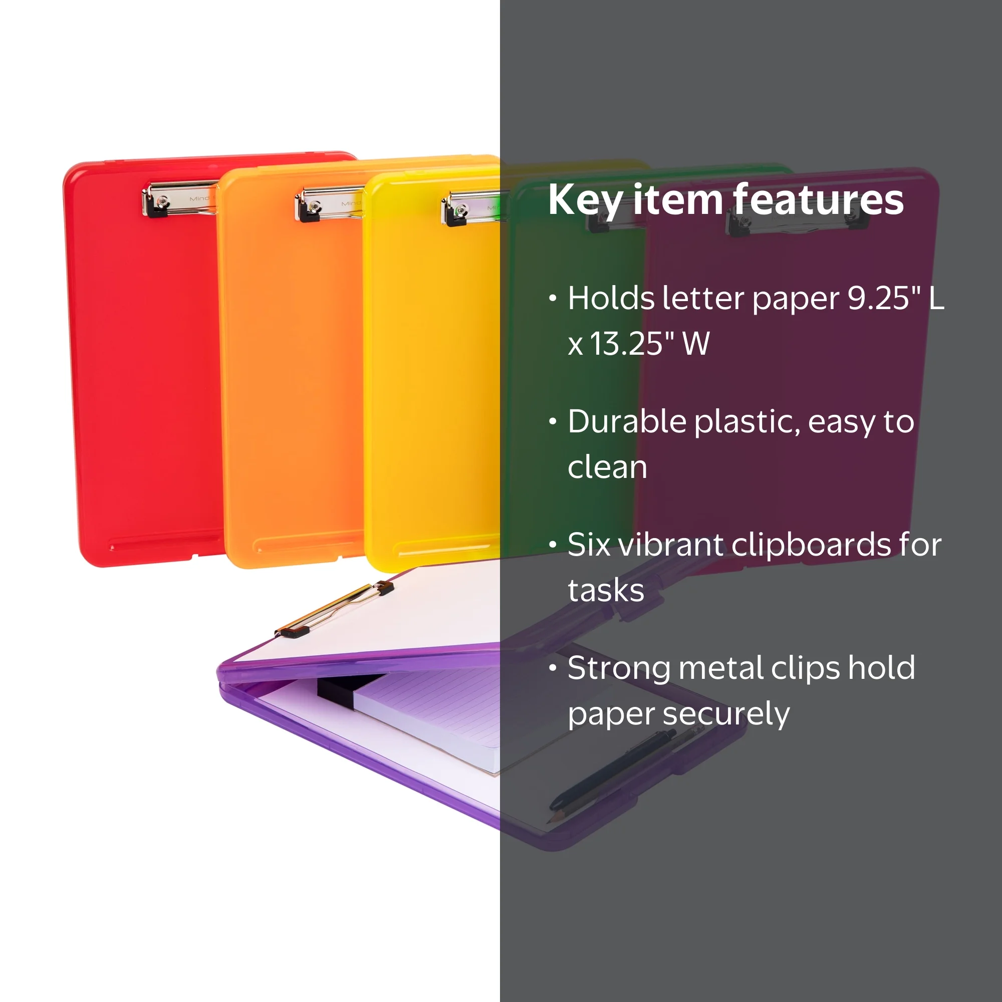 Mind Reader Clipboard with Storage, Plastic, 9.25