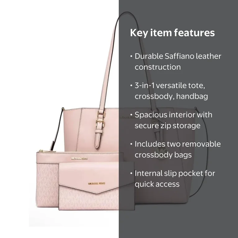Michael Kors Women's Leather Crossbody Tote Handbag, Powder Blush
