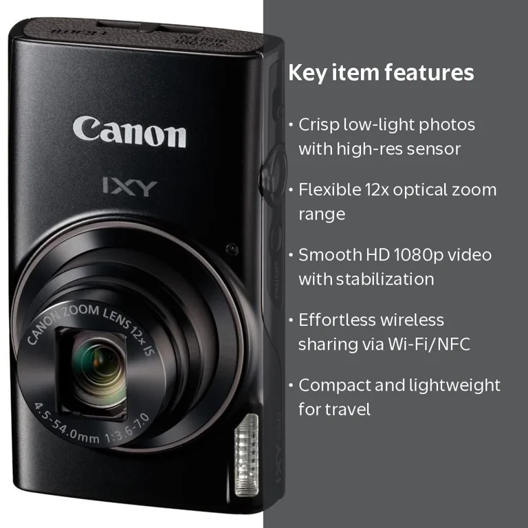Canon IXY DIGITAL 本体 12.1 MEGA PIXELS Canon PowerShot IXY 650 (ELPH 360) HS Digital Camera (Black) with