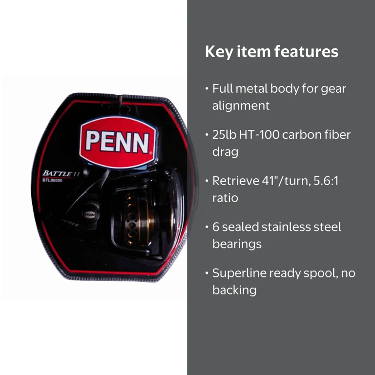 PENN Battle® II Spinning Reel, 6000 Size Fishing Reel - Walmart.com