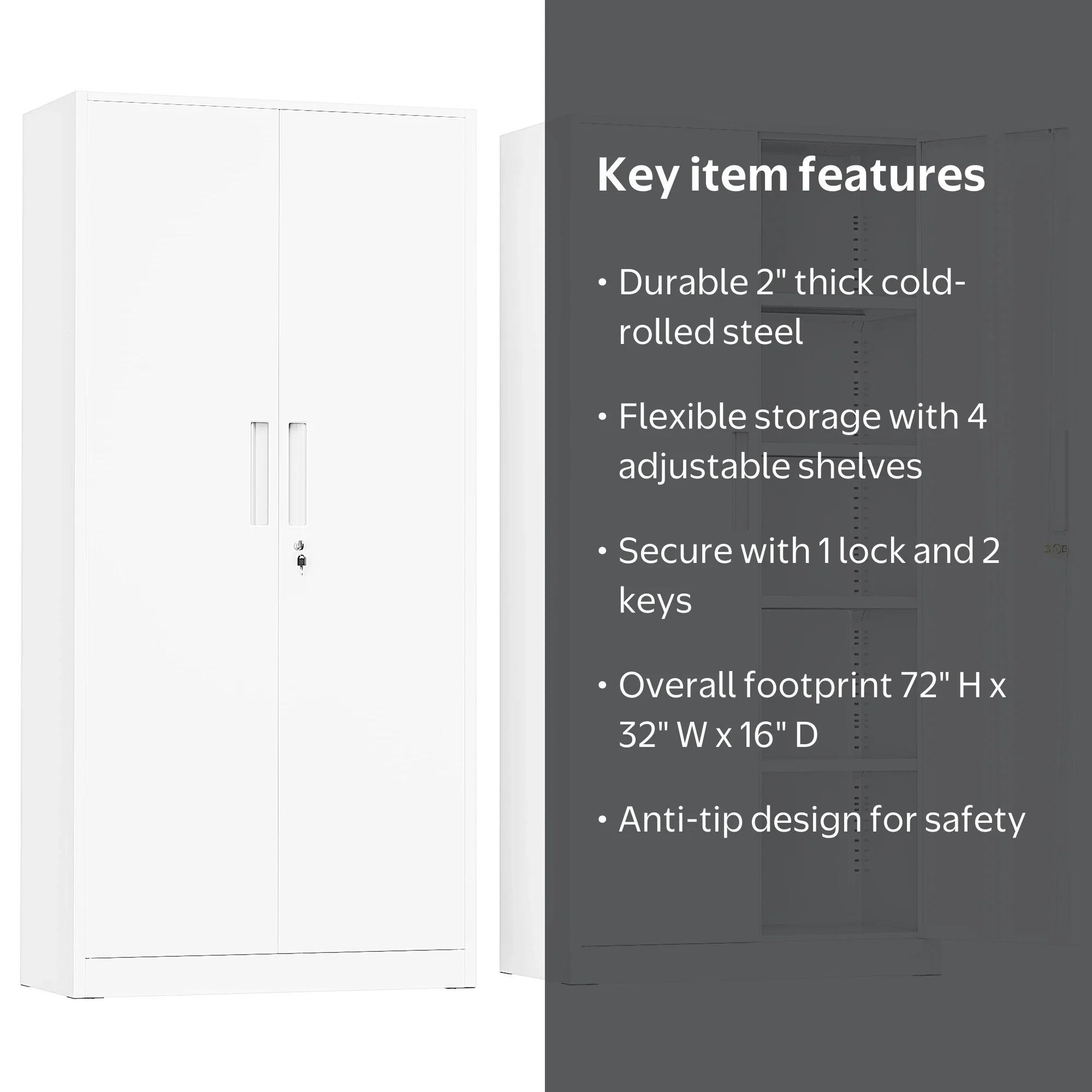 Suncrown, Metal Storage Garage Cabinets, 72