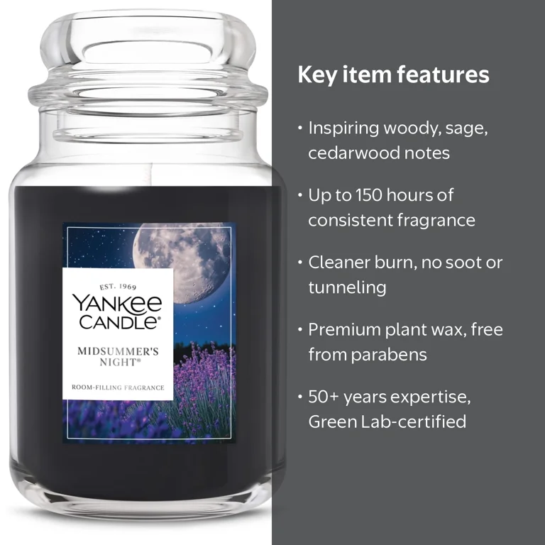 Yankee Candle, Scented Candle, 22 oz, Midsummer's Night - Walmart.com