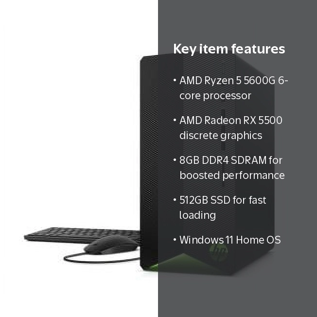 HP Pavilion Gaming Desktop - AMD Ryzen 5 5600G, 8GB DDR4 RAM