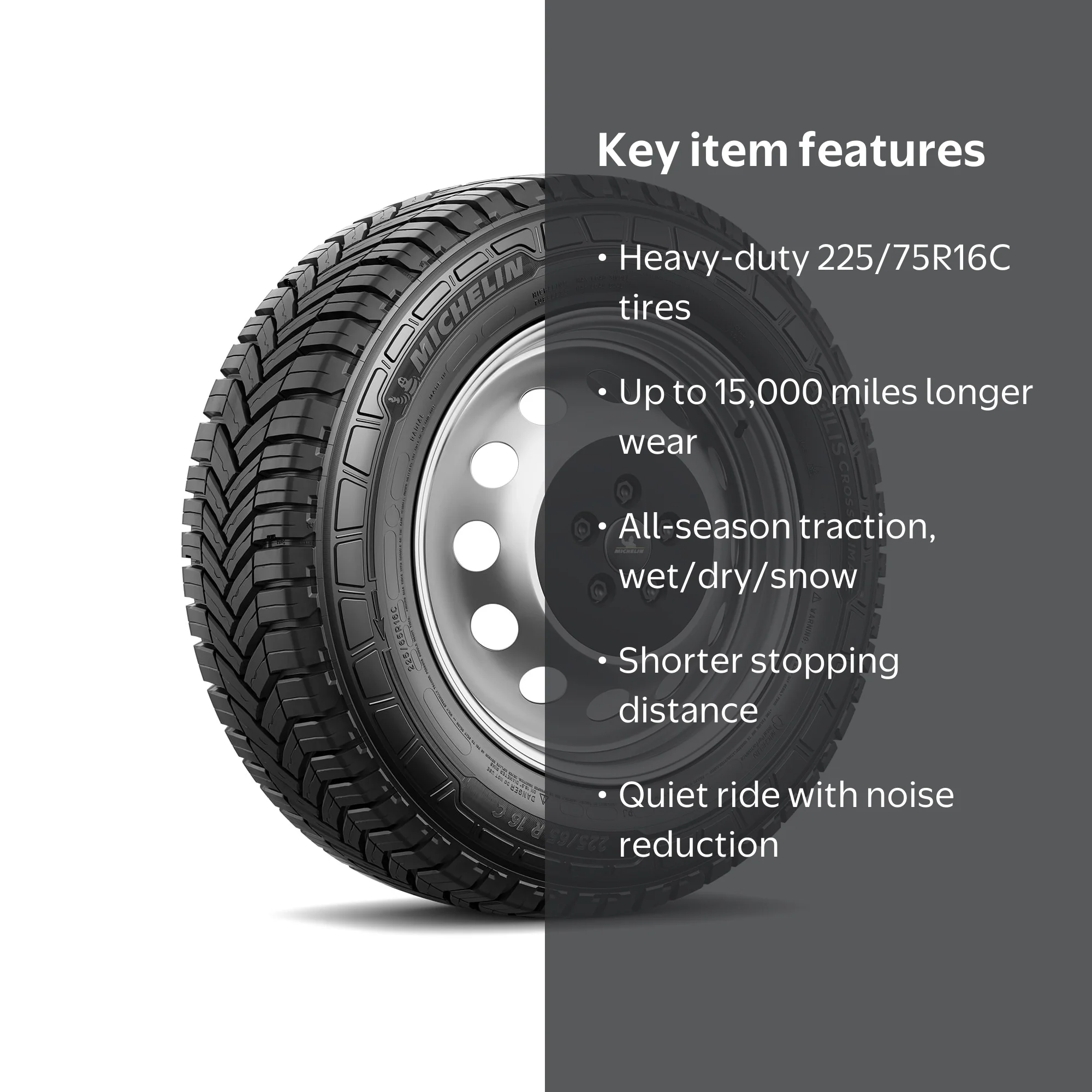 Michelin CrossClimate Tire 225/75R16C 121/120R Heavy-Duty Load