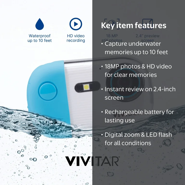 Vivitar Aqua Snap Underwater Digital Camera with HD Video